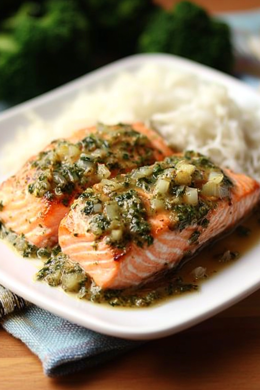 Mojo Marinated Salmon Final Dish Presentation