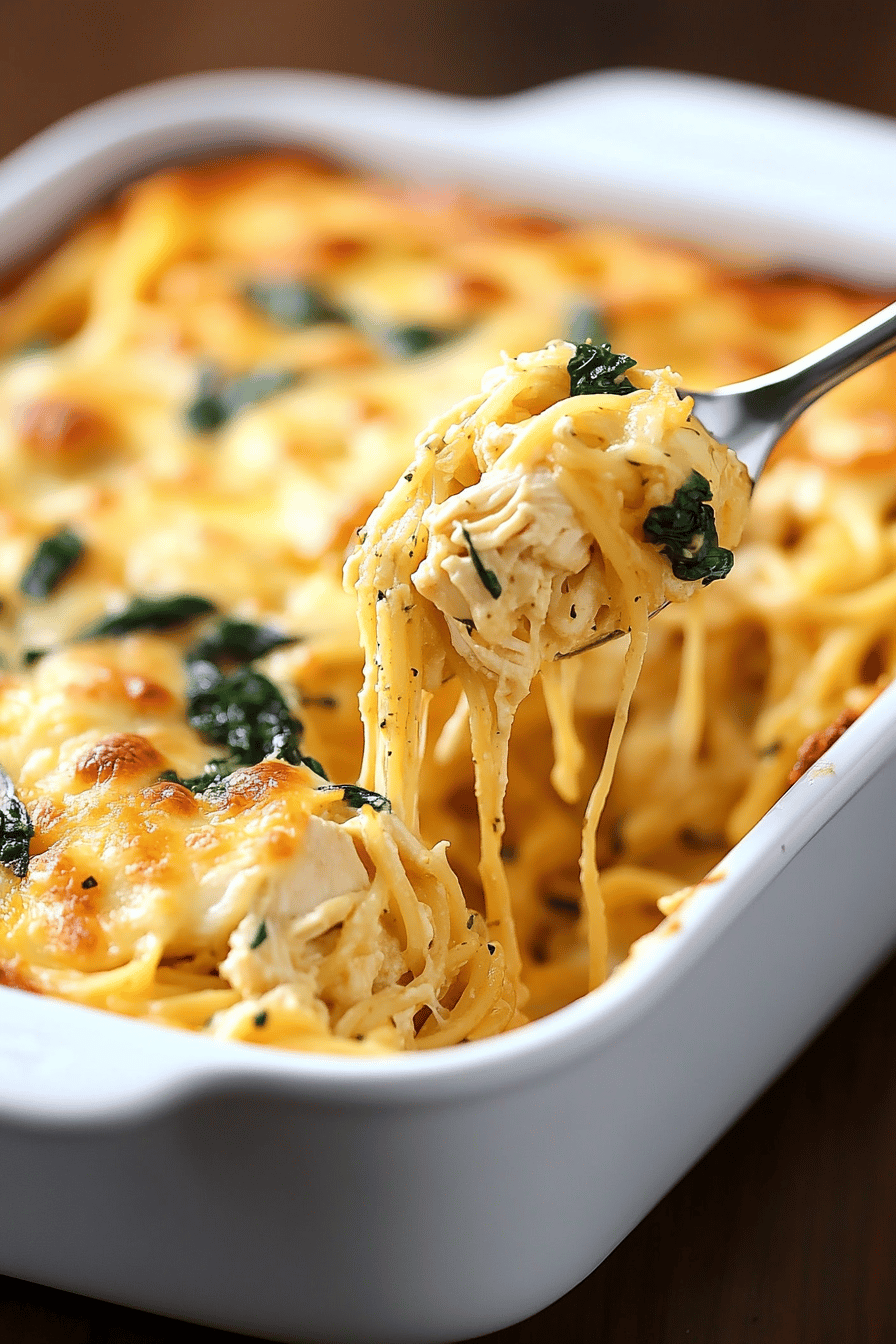 Monterey Chicken Spaghetti Casserole Final Dish Presentation