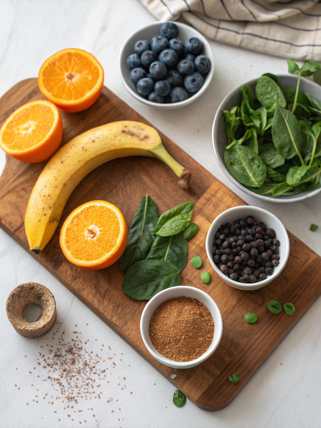 Orange Blueberry Banana Spinach Smoothie ingredients