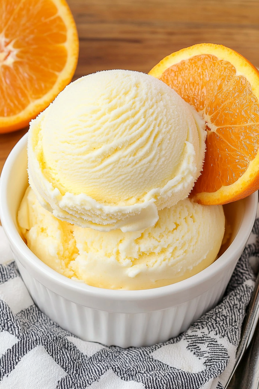 Orange Ice Cream Recipe Final Dish Presentation
