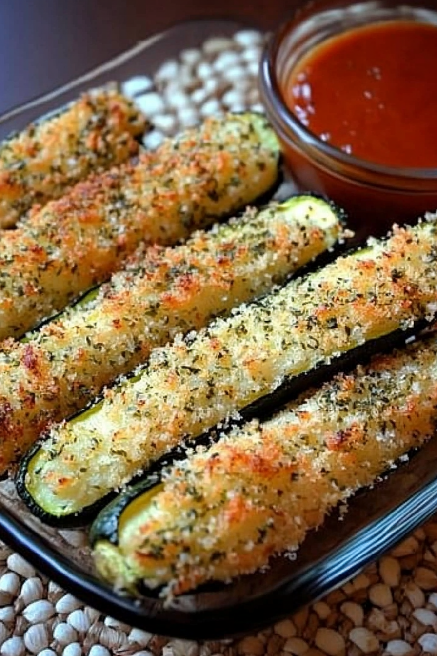 Parmesan Panko Baked Zucchini Final Dish Presentation