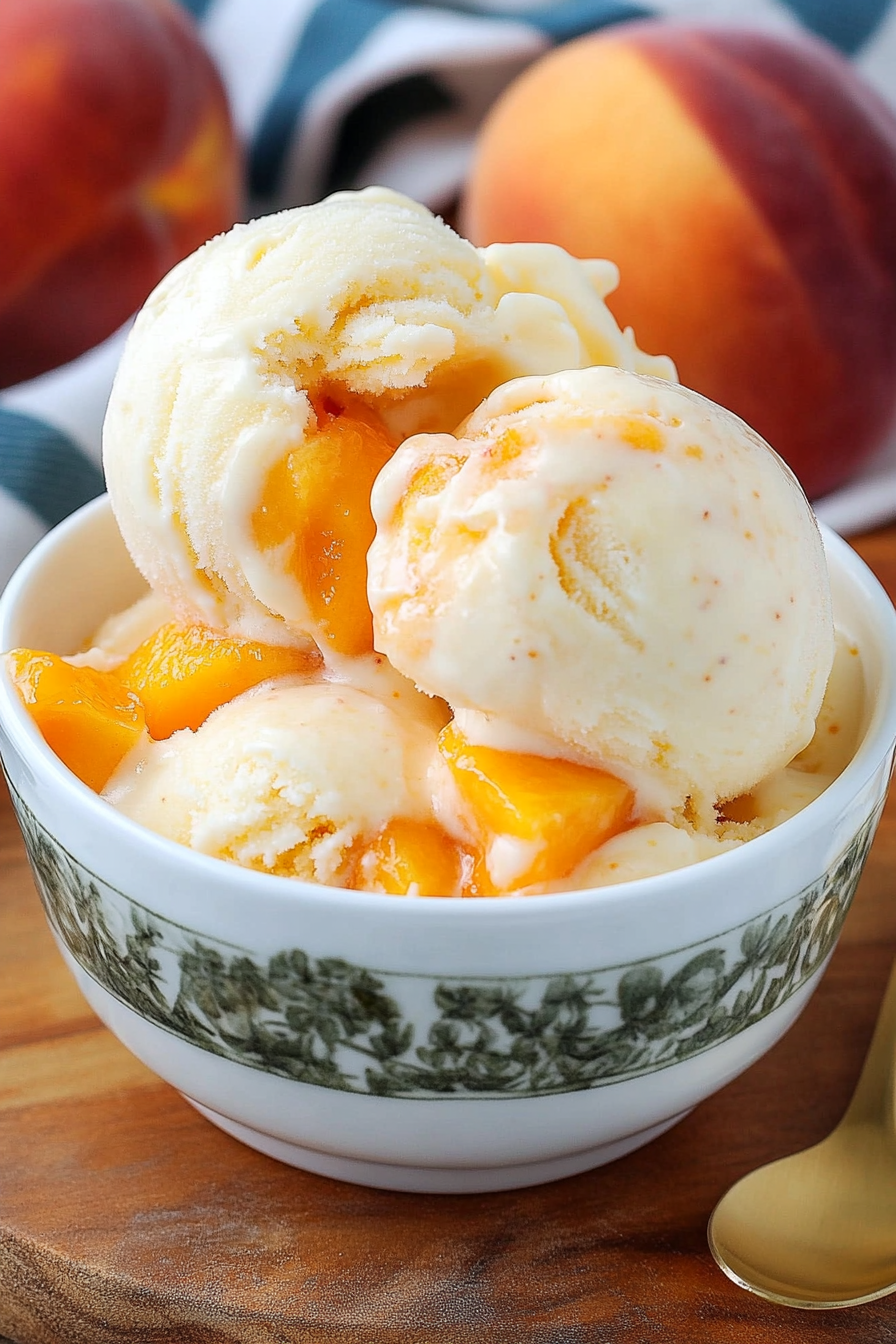 Peach Ice Cream Recipe Final Dish Presentation