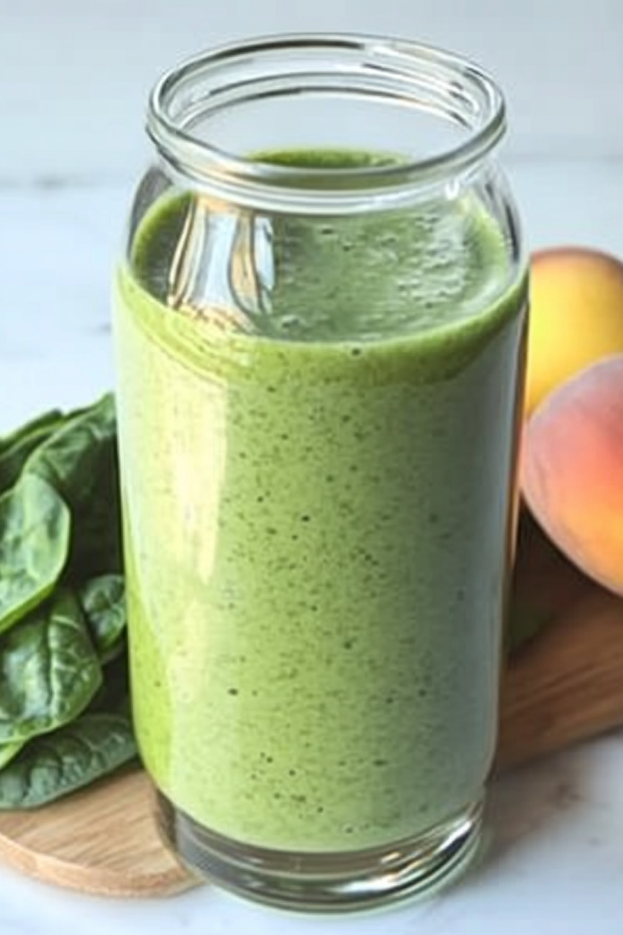 Peach Spinach Smoothie Recipe Final Dish Presentation