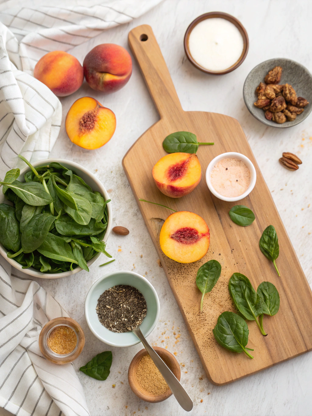 Peach Spinach Smoothie Recipe ingredients