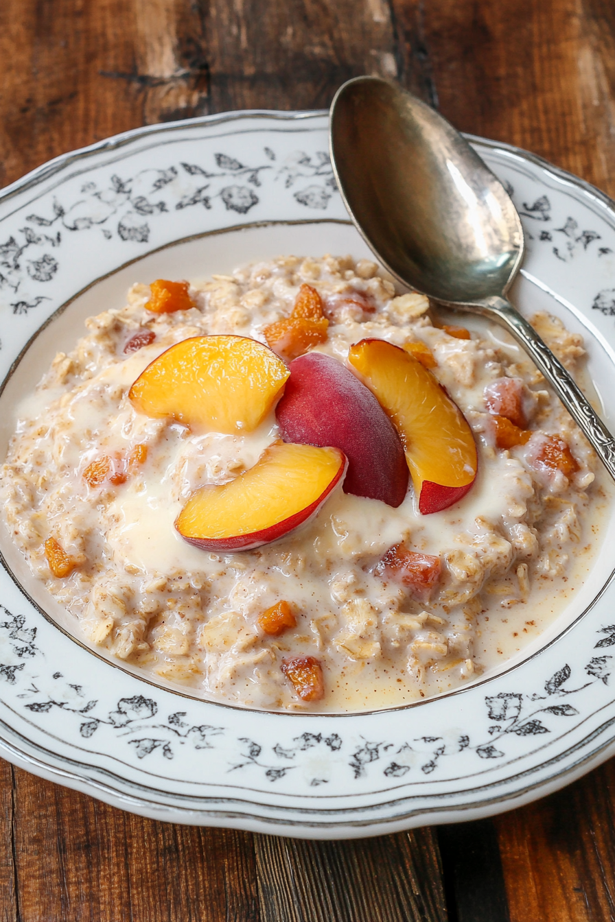 Peaches and Cream Oatmeal Final Dish Presentation