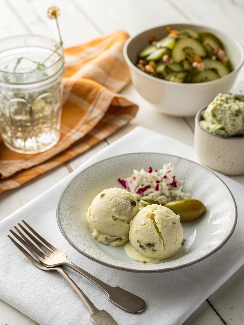 Pickle Ice Cream serving suggestion