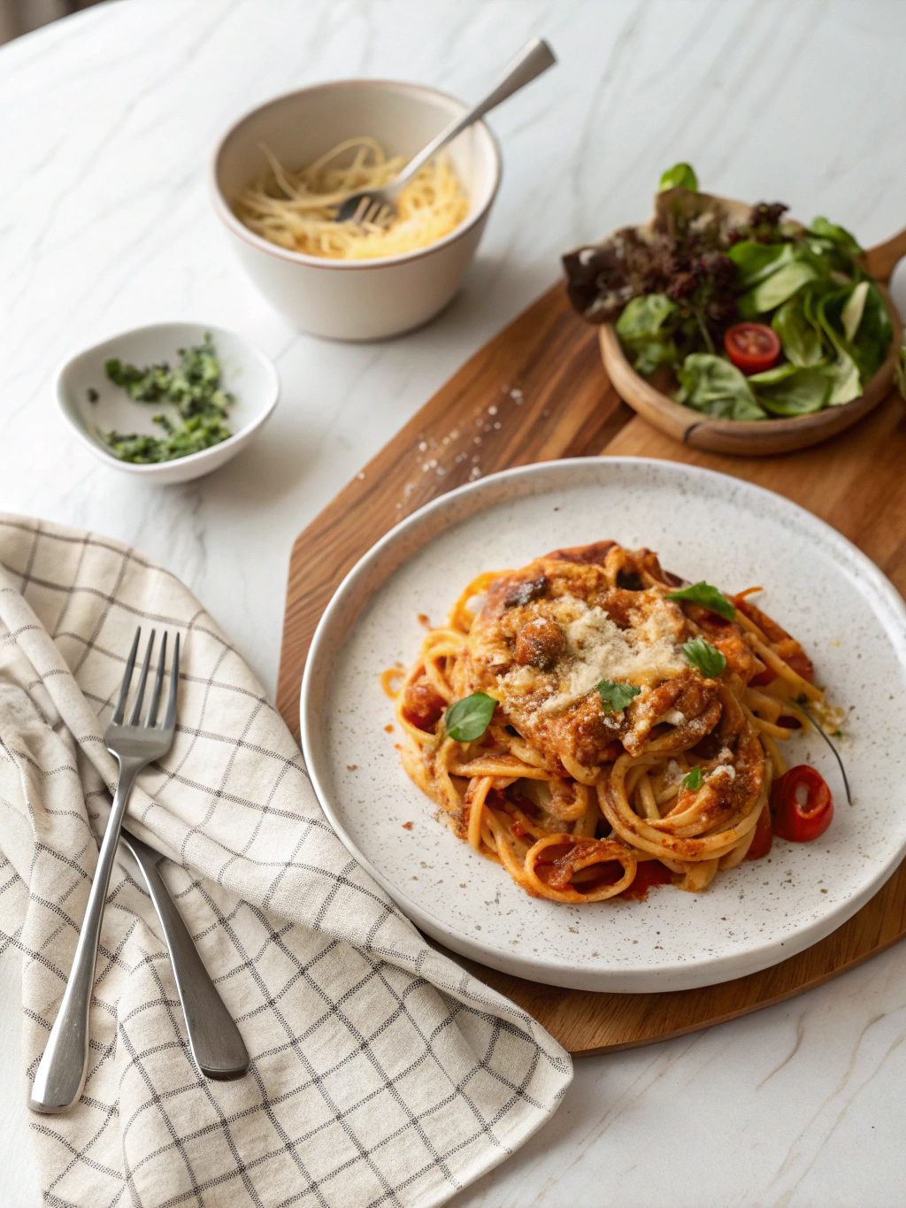 Pizza Pasta Recipe serving suggestion