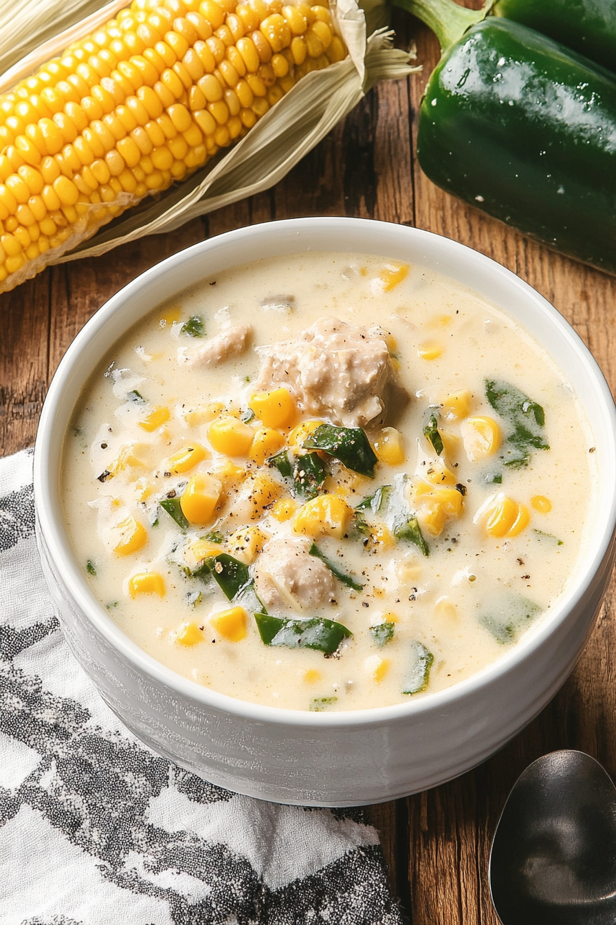 Poblano Corn Chowder Final Dish Presentation