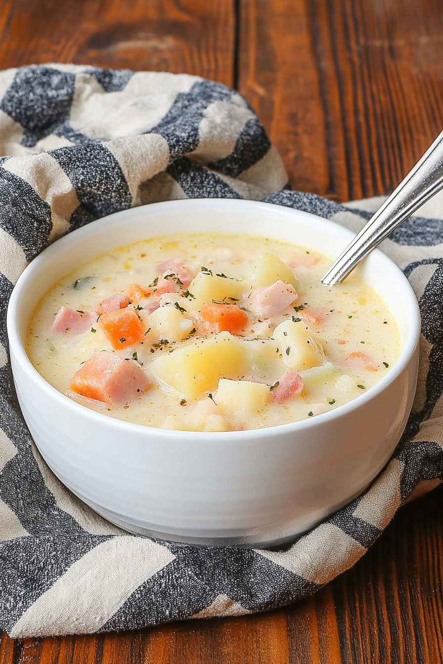 Potato Ham Chowder Recipe Final Dish Presentation