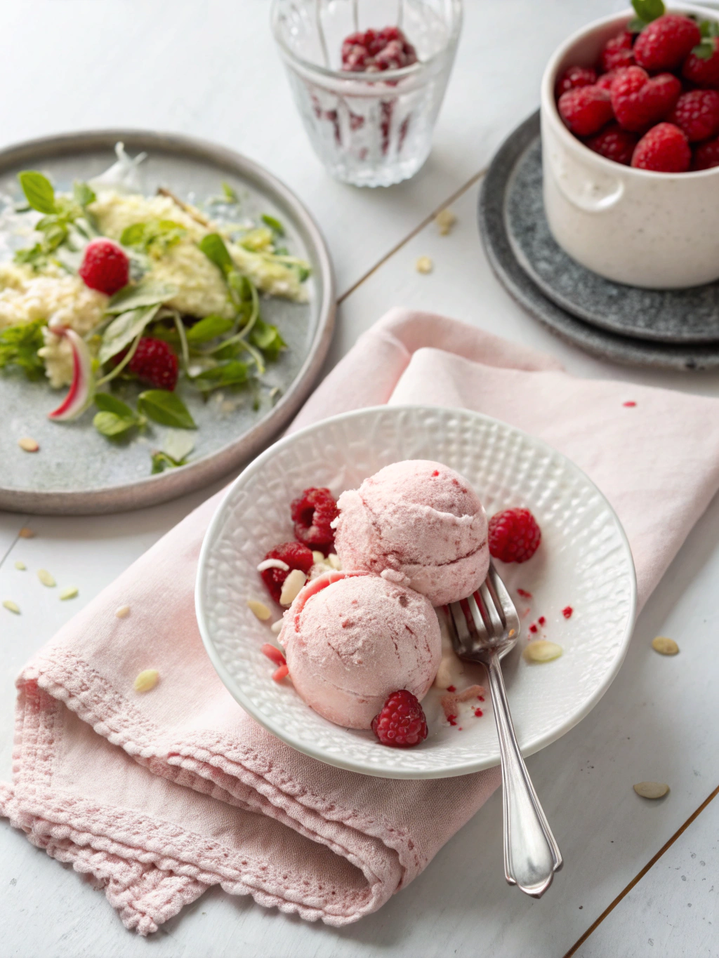 Raspberry Coconut Ice Cream serving suggestion