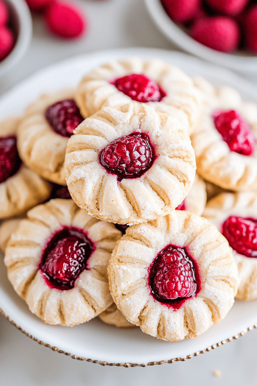 Raspberry Shortbread Cookies Final Dish Presentation