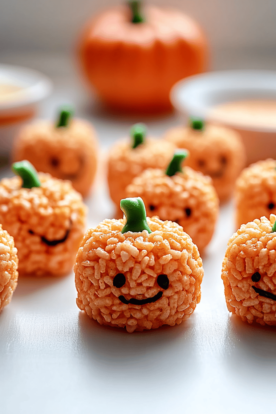 Rice Krispie Treat Pumpkins Final Dish Presentation