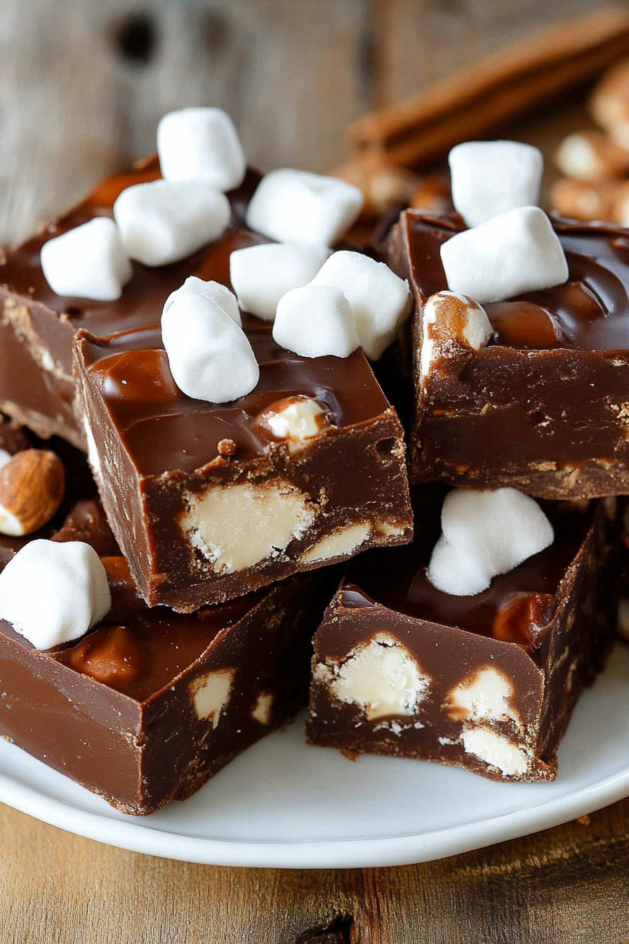 Rocky Road Fudge Recipe Final Dish Presentation