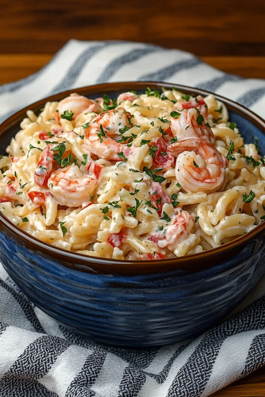 Shrimp Pasta Salad Final Dish Presentation