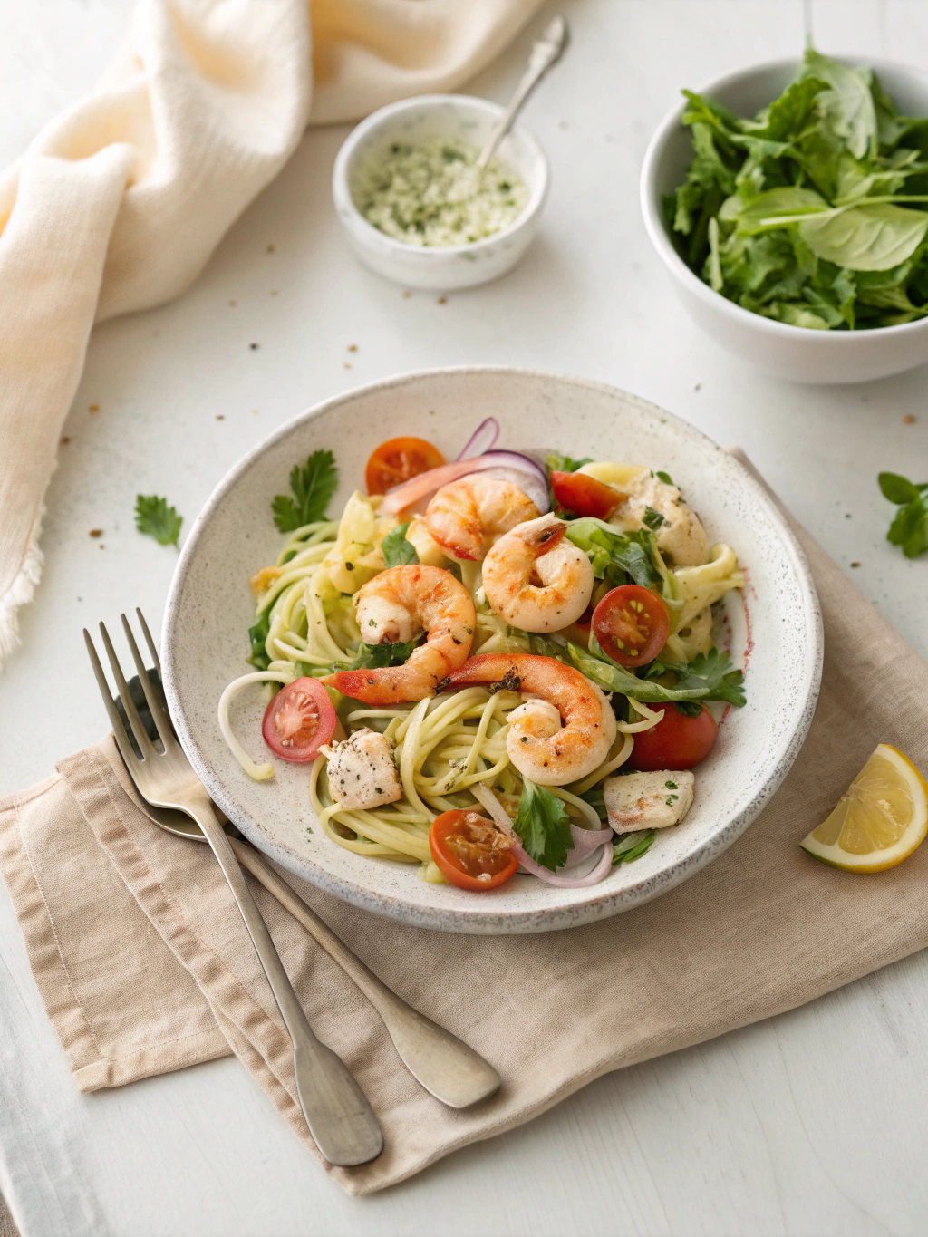 Shrimp Pasta Salad serving suggestion
