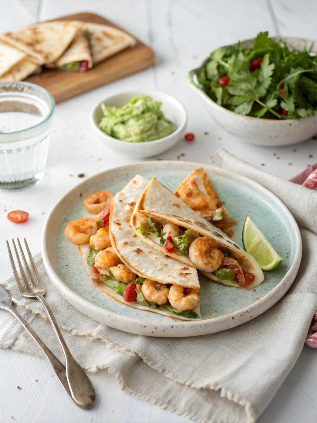 Shrimp Quesadillas serving suggestion