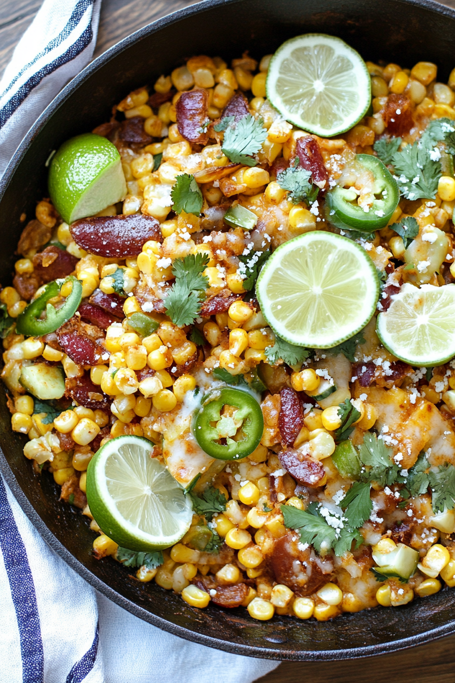 Skillet Mexican Street Corn Final Dish Presentation