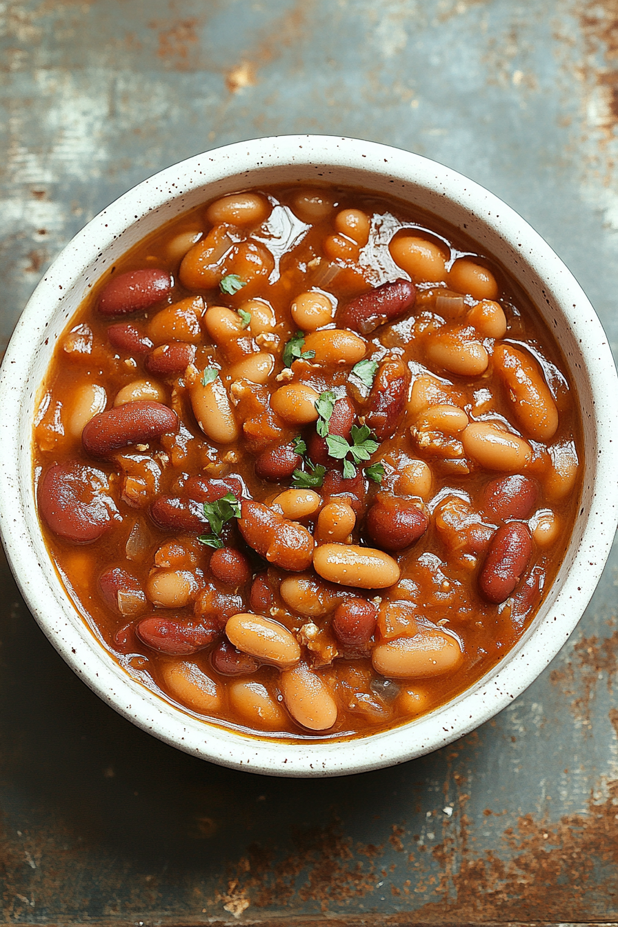 Slow Cooker Baked Beans Recipe Final Dish Presentation