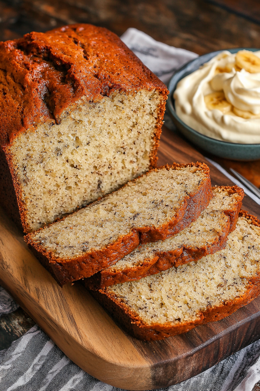 Sour Cream Banana Bread Final Dish Presentation