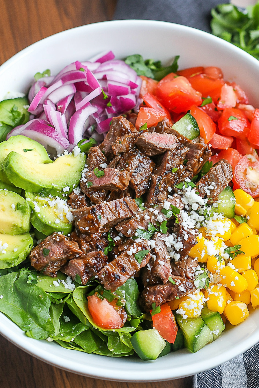 Southwestern Steak Salad Final Dish Presentation