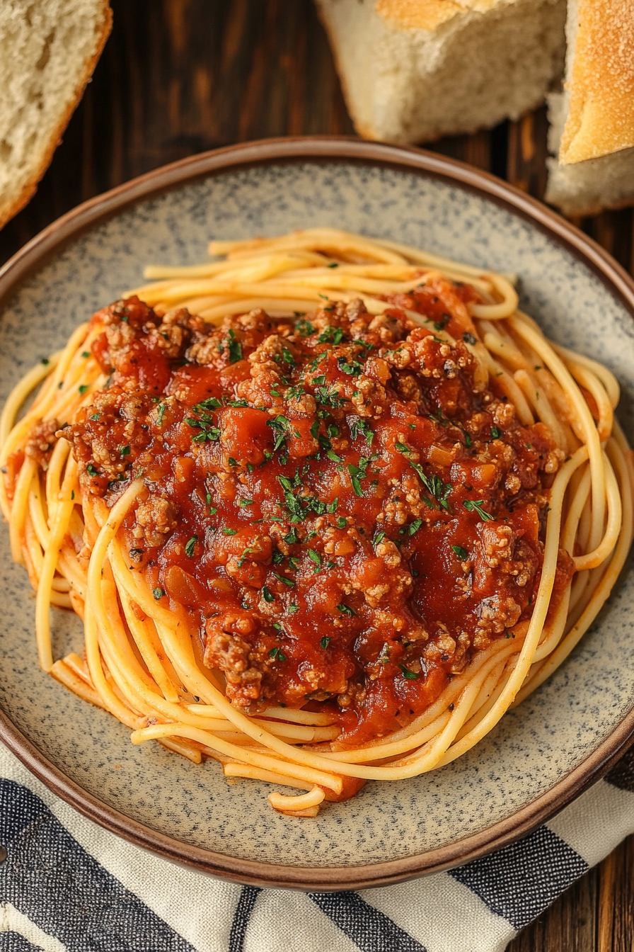 Spaghetti Meat Sauce Recipe Final Dish Presentation