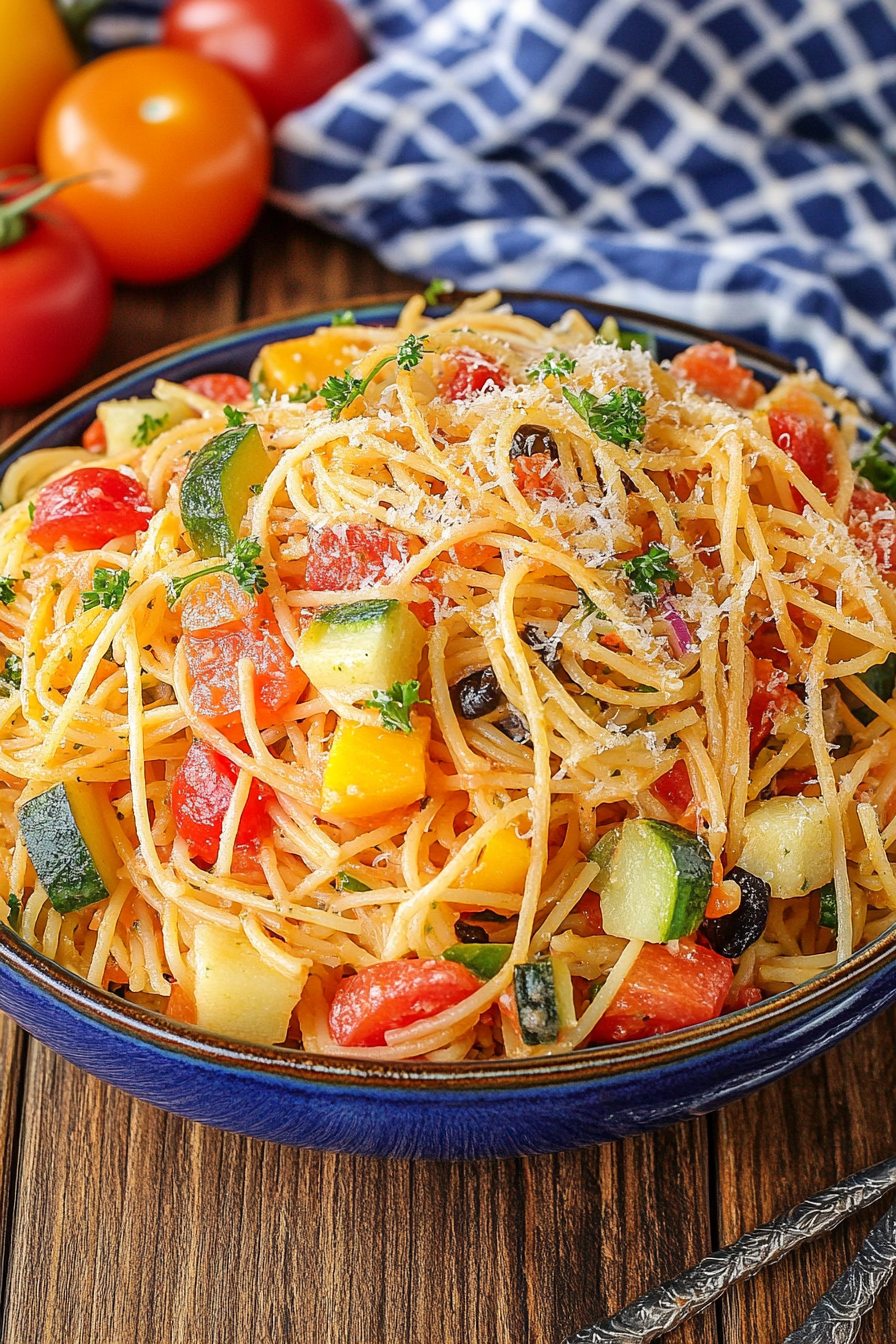 Spaghetti Salad Recipe Final Dish Presentation