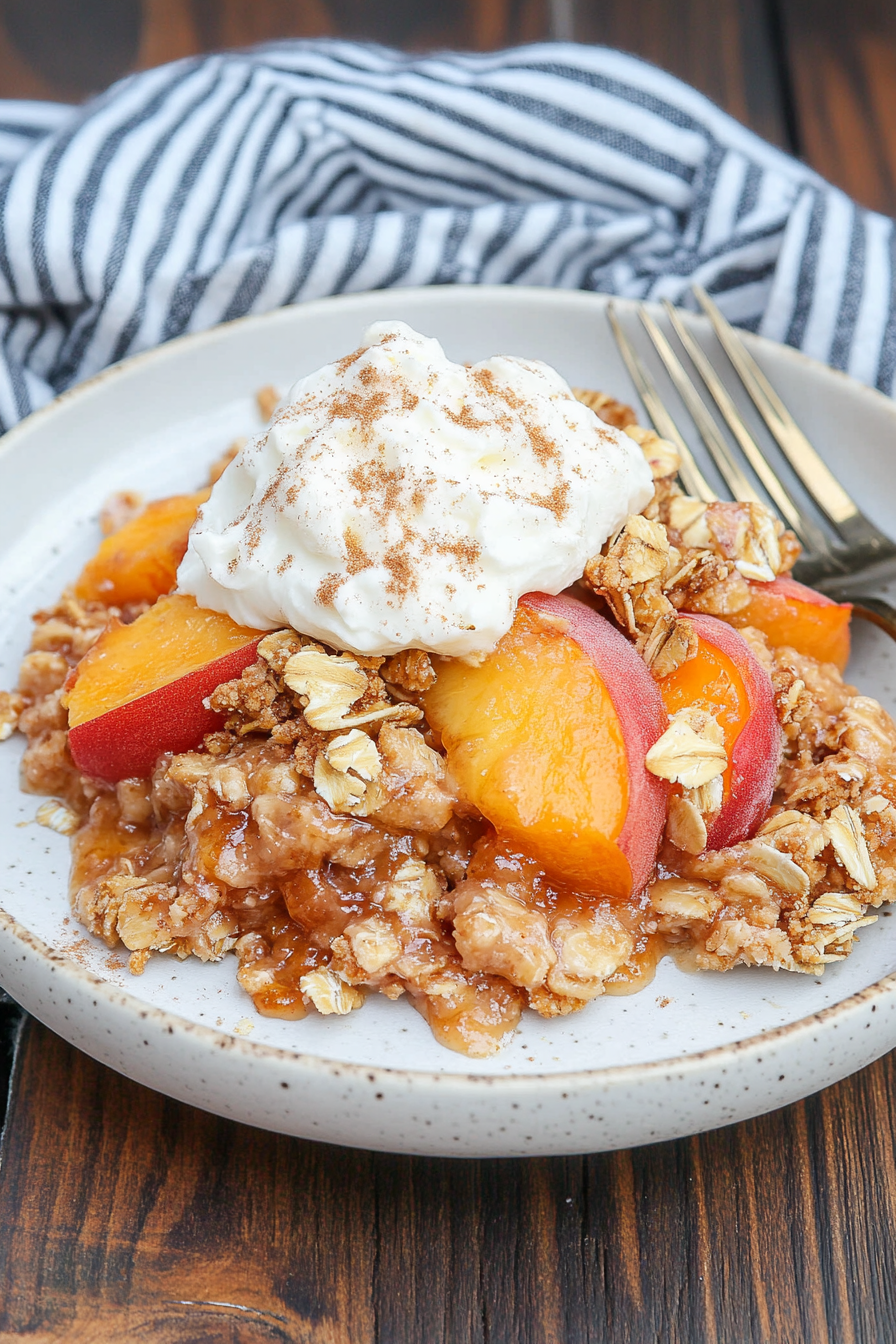 Spiced Peach Oatmeal Crunch Final Dish Presentation