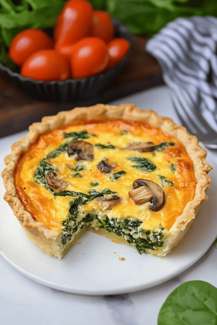 Spinach Mushroom Quiche Final Dish Presentation