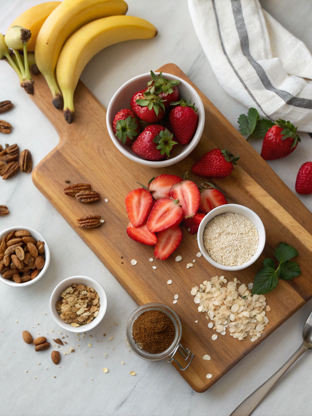 Strawberry Banana Pecan Oatmeal ingredients
