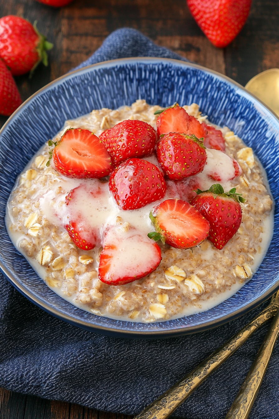 Strawberry Oatmeal Breakfast Final Dish Presentation