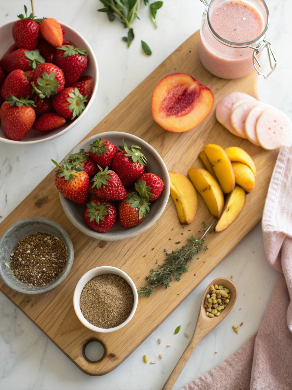 Strawberry Peach Banana Smoothie ingredients