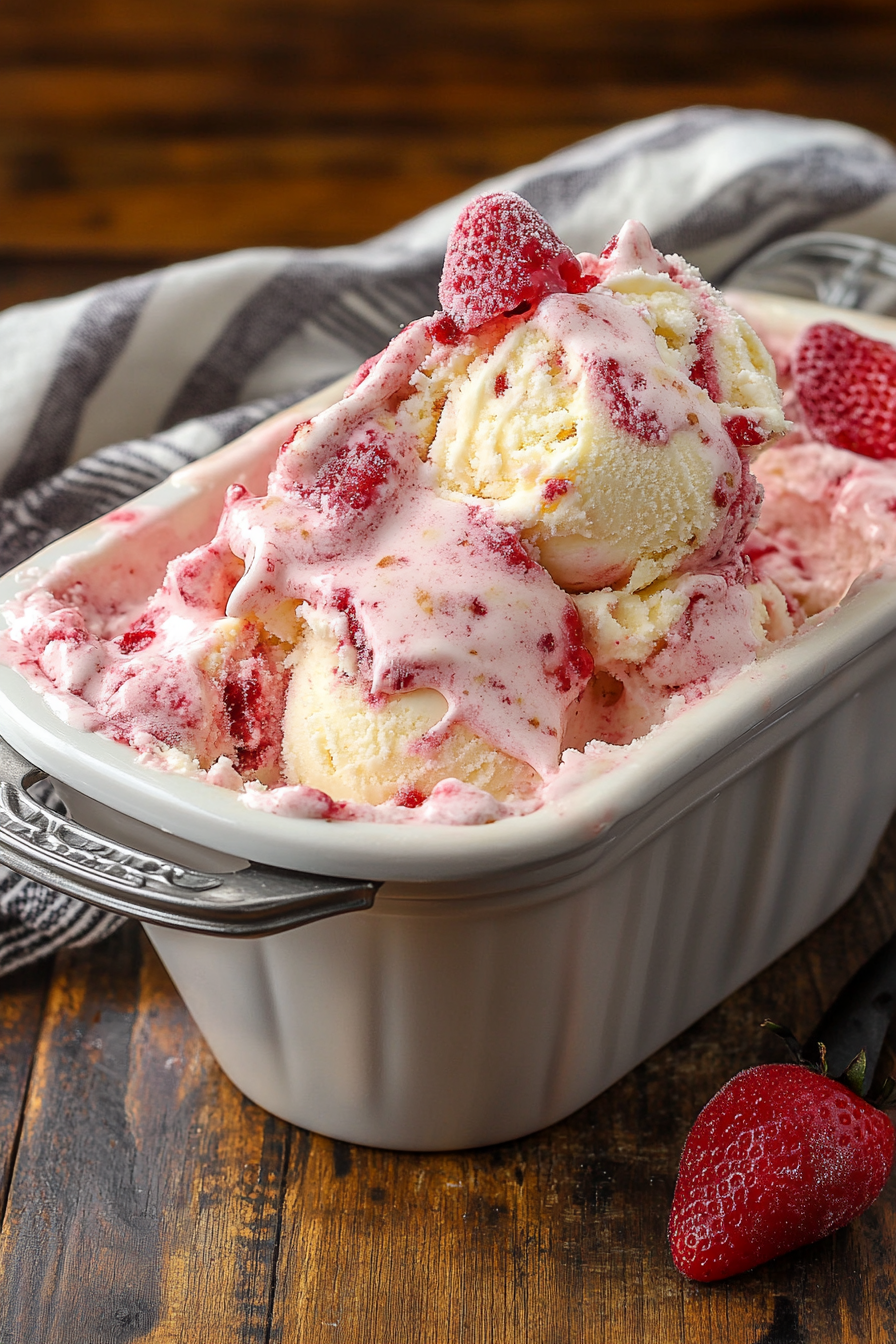 Strawberry Shortcake Ice Cream Final Dish Presentation