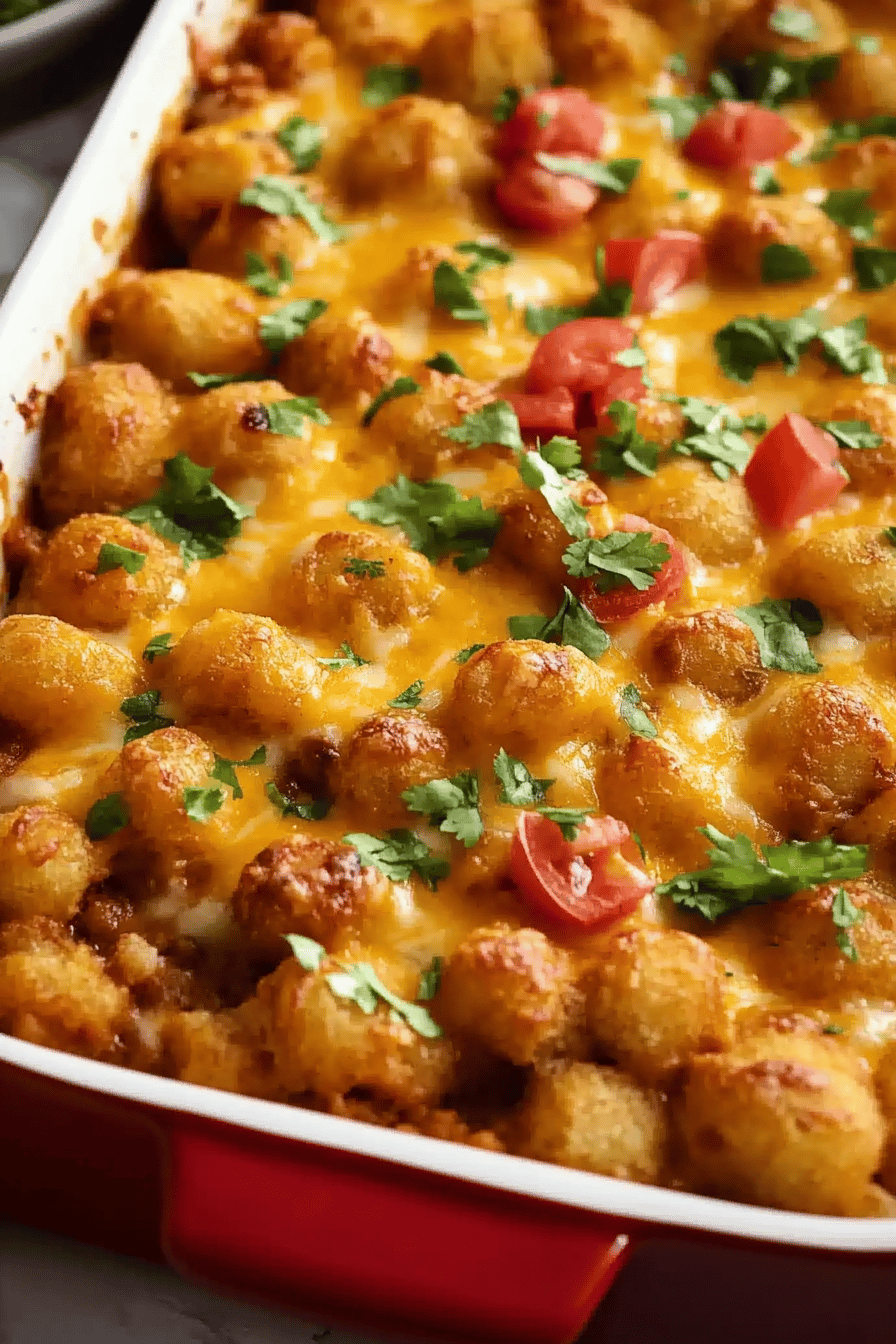 Taco Tater Tot Casserole Final Dish Presentation