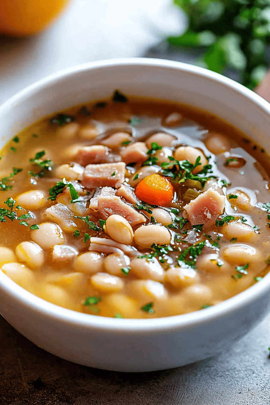 White Bean and Ham Soup Final Dish Presentation