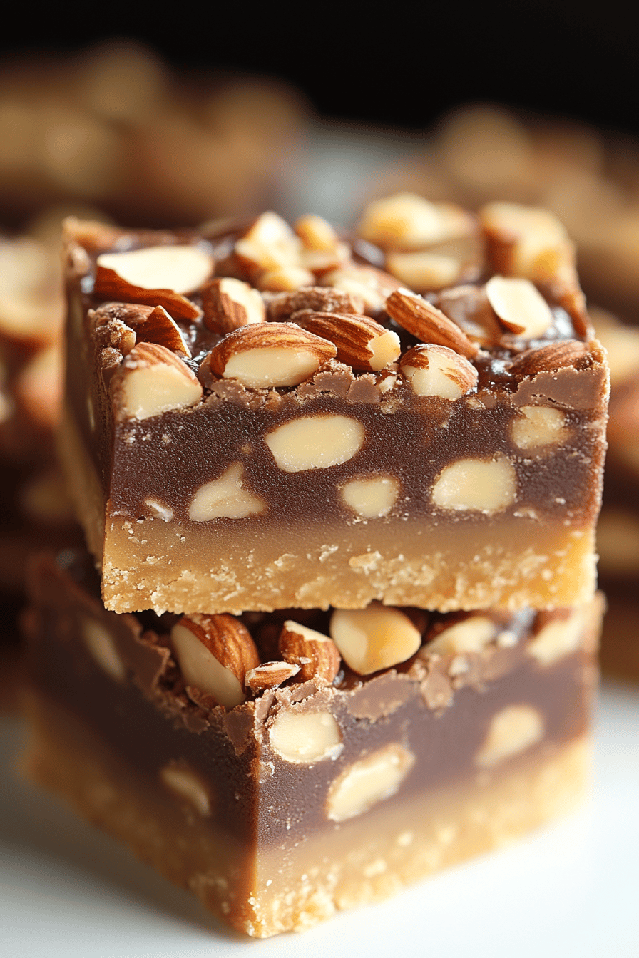 Almond Toffee Bars final dish beautifully presented and ready to serve