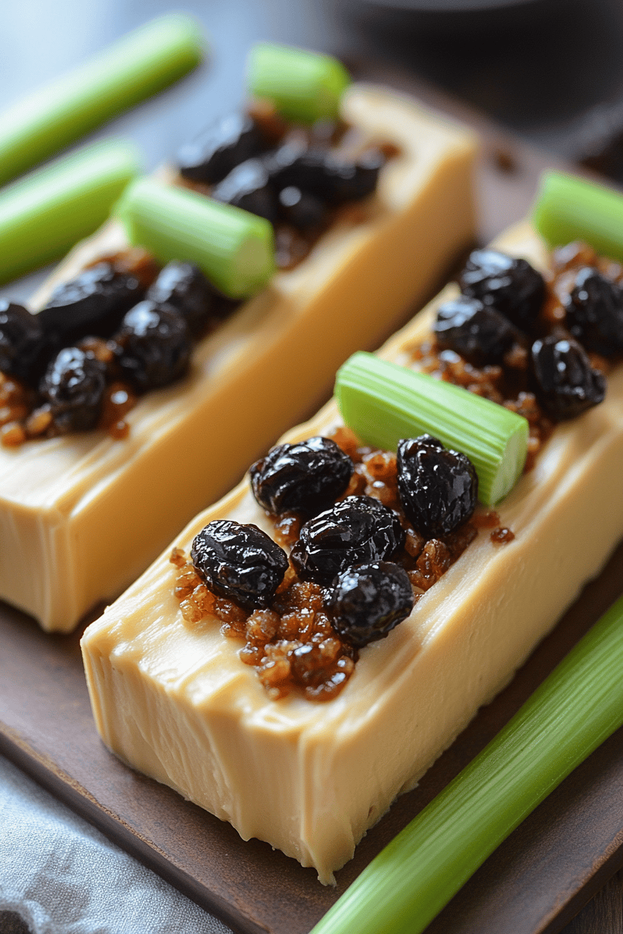 Ants on a Log Recipe final dish beautifully presented and ready to serve