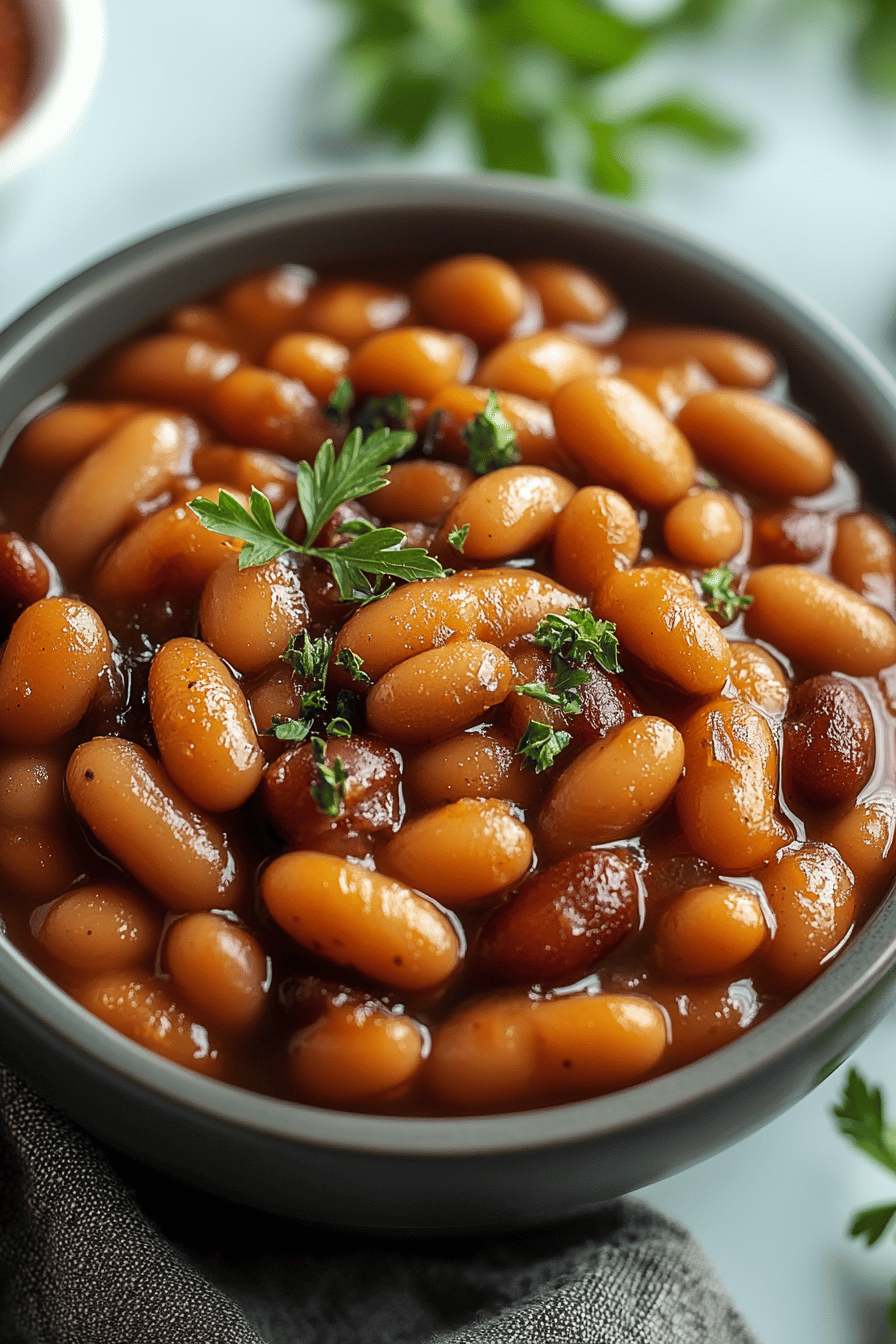 Baked Beans Recipe final dish beautifully presented and ready to serve