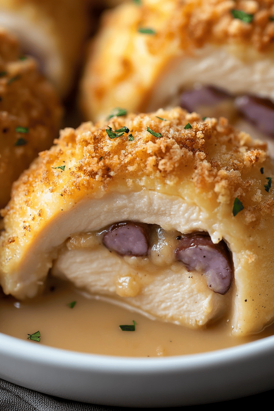 Baked Chicken Cordon Bleu final dish beautifully presented and ready to serve