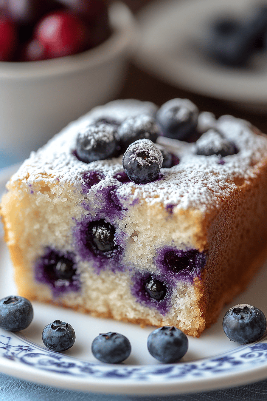 Blueberry Buckle Coffee Cake final dish beautifully presented and ready to serve