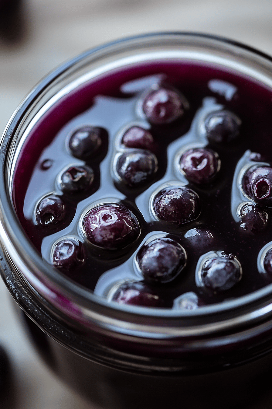 Blueberry Sauce Recipe ingredients organized and measured on kitchen counter