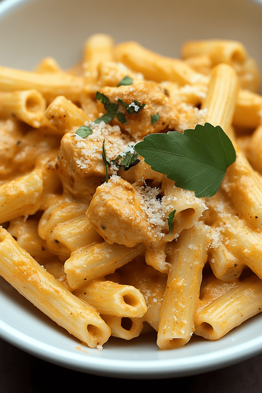 Buffalo Chicken Pasta final dish beautifully presented and ready to serve