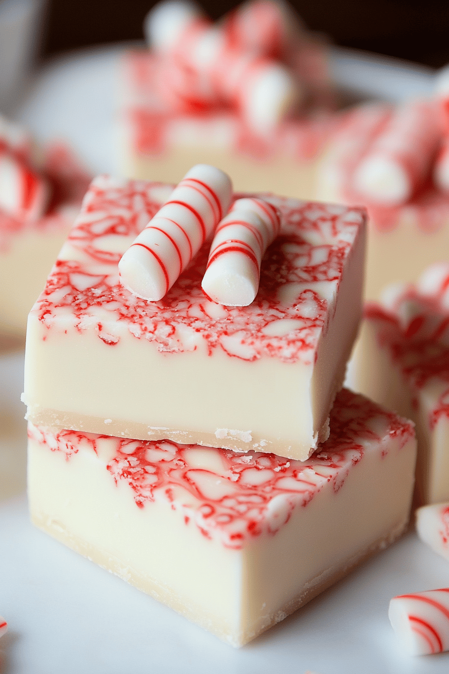 Candy Cane Fudge final dish beautifully presented and ready to serve