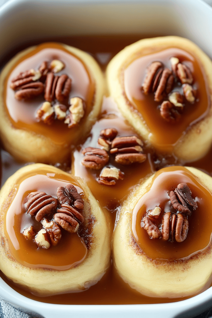 Caramel Pecan Cinnamon Rolls ingredients organized and measured on kitchen counter