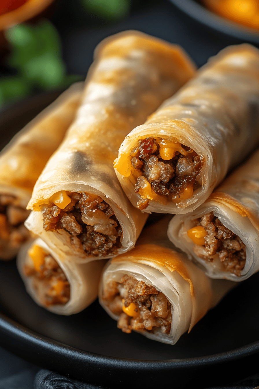 Cheeseburger Spring Rolls final dish beautifully presented and ready to serve
