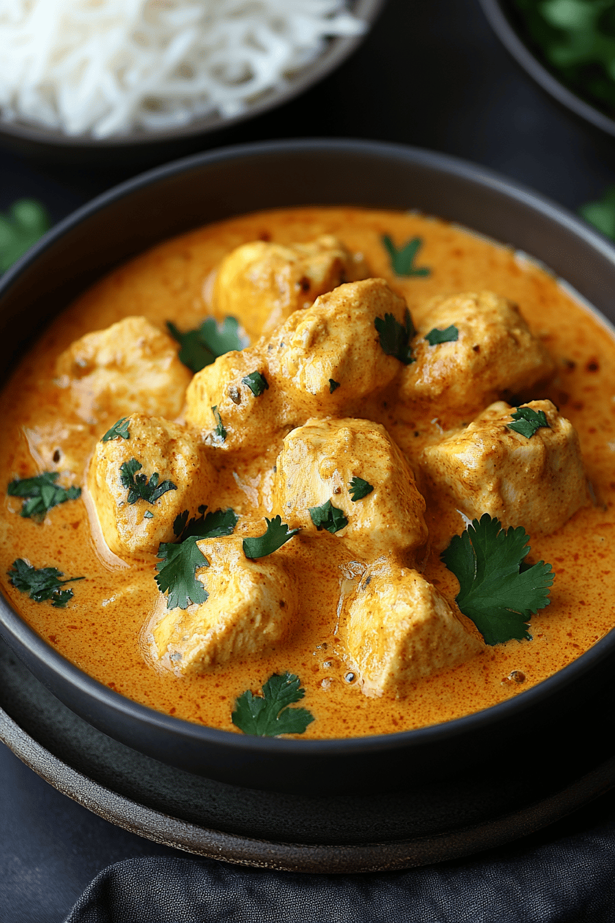 Chicken Korma Recipe final dish beautifully presented and ready to serve