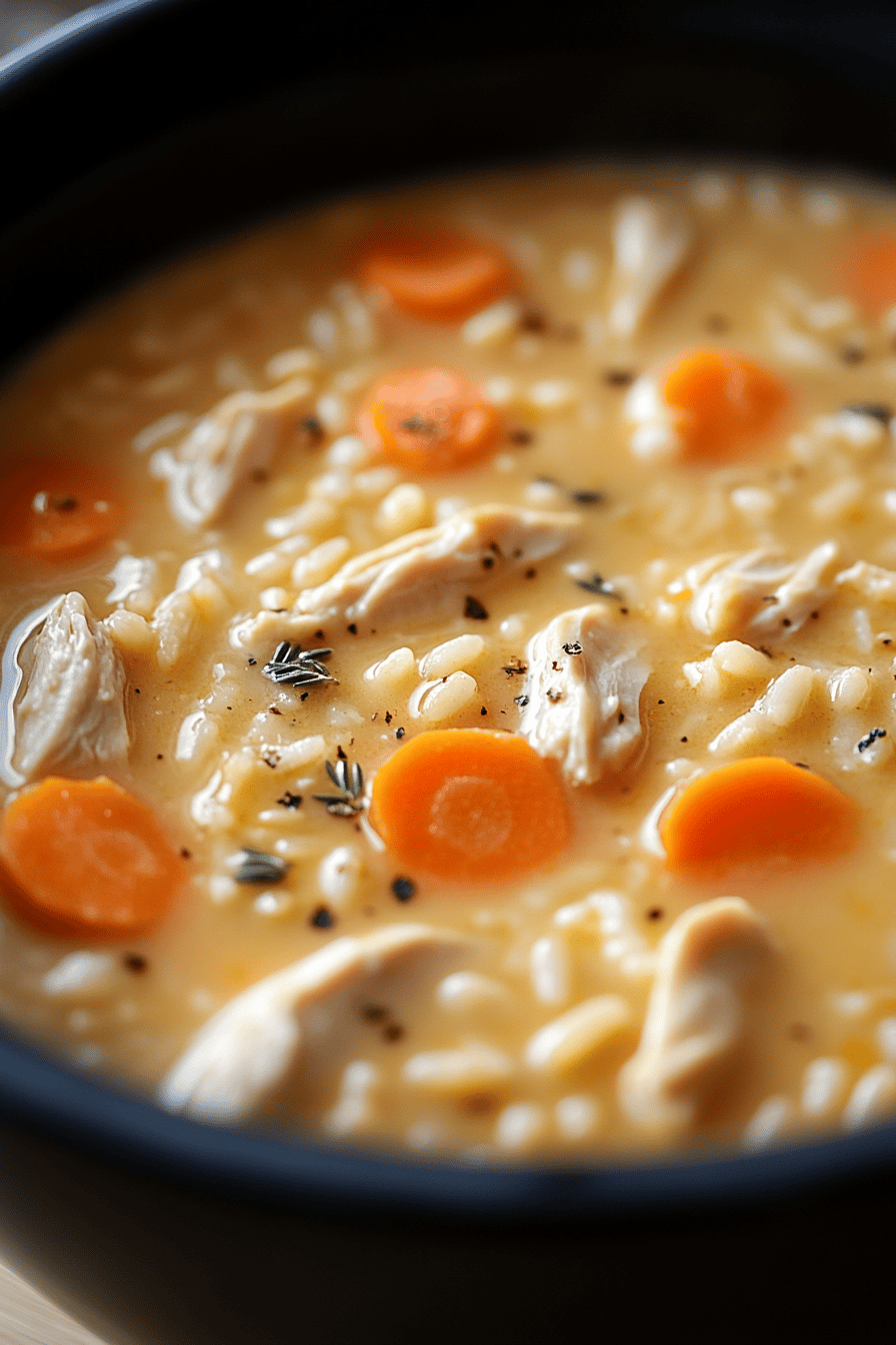 Chicken Rice Soup Recipe final dish beautifully presented and ready to serve