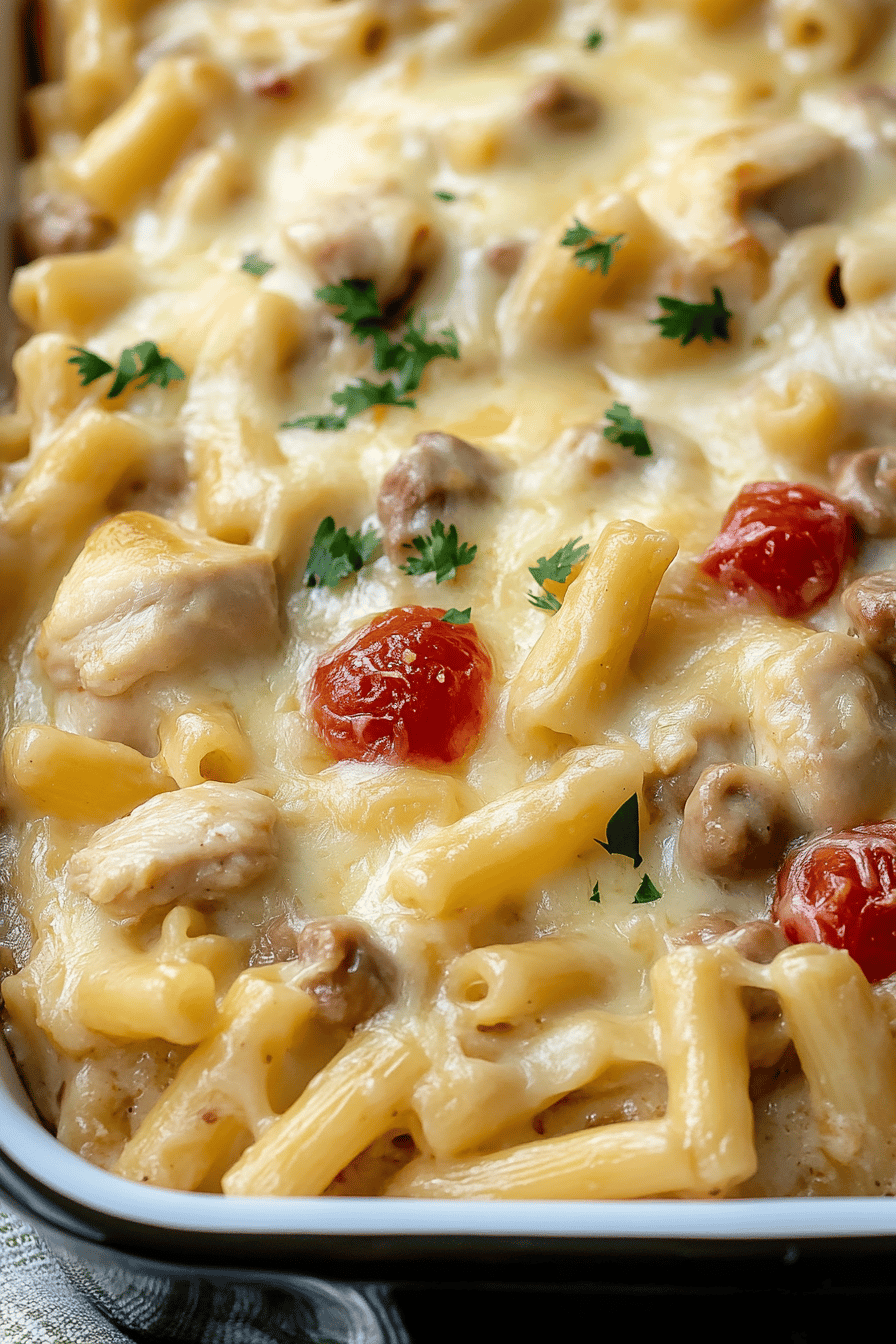 Chicken Tetrazzini Recipe final dish beautifully presented and ready to serve