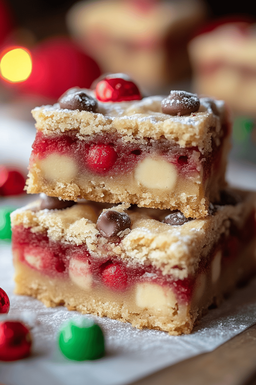 Christmas Cookie Bars final dish beautifully presented and ready to serve