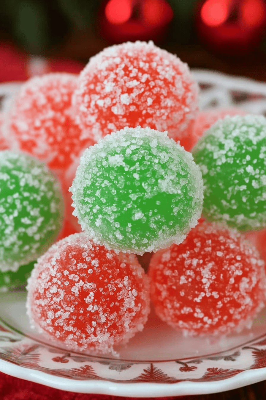 Christmas Jello Balls final dish beautifully presented and ready to serve