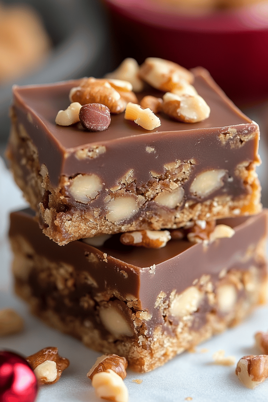 Christmas Turtle Bars final dish beautifully presented and ready to serve
